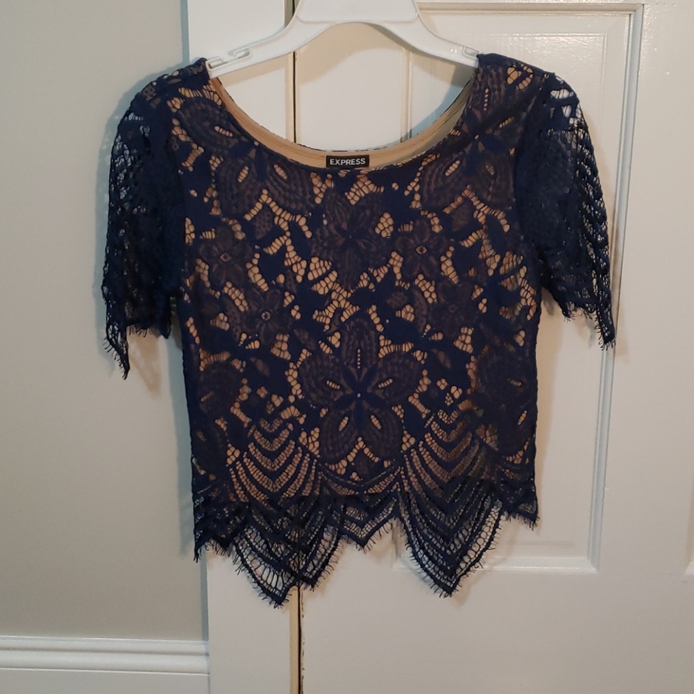 Express Blue Lace Top